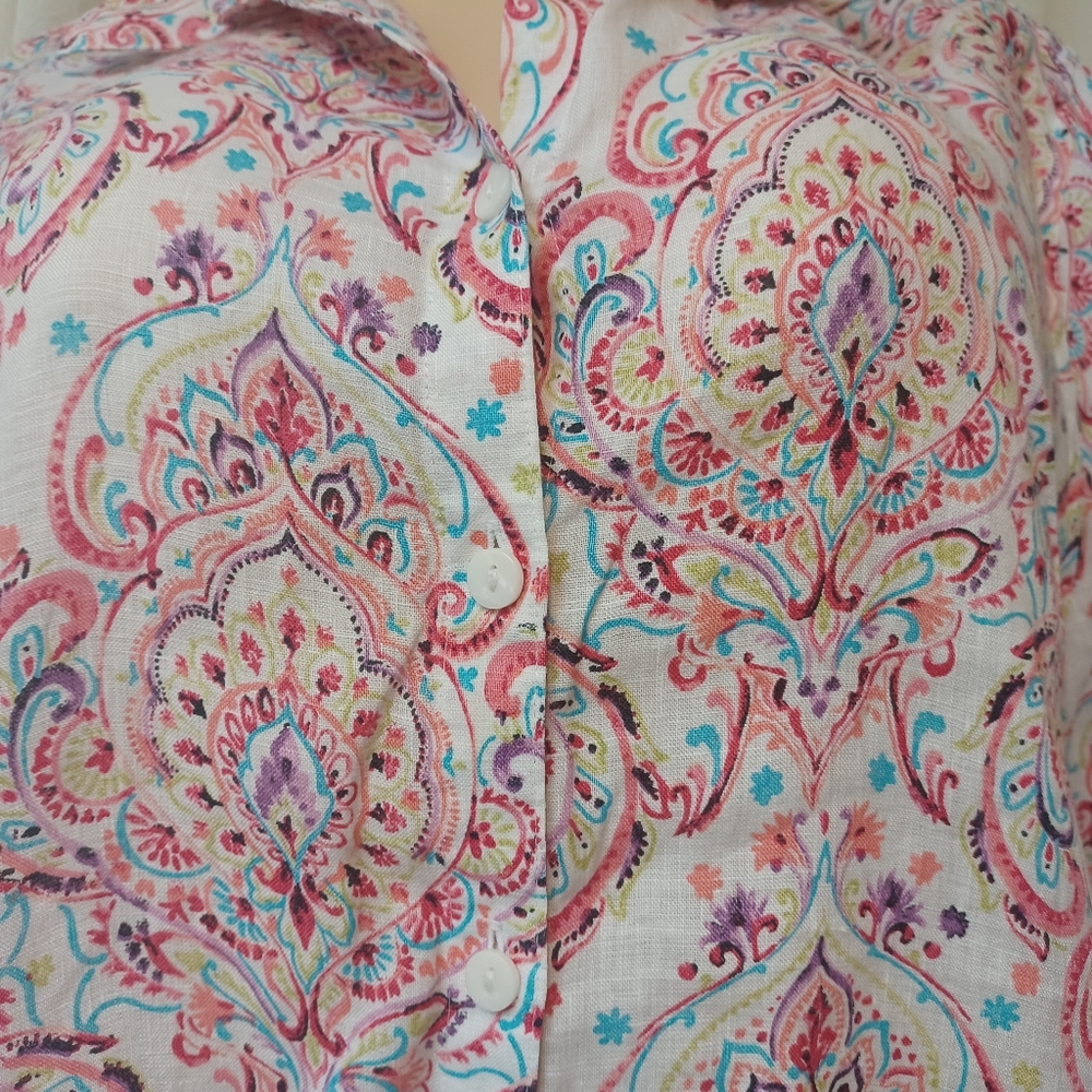 Chico's Women Size 16/18   Multicolor Paisley Blouse - Picture 4 of 11